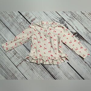Rise little earthling cherry print swim top. Girls. Size 18-24M